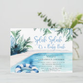 Invitation Baby shower de la piscine bleu C'est un garçon (Debout devant)