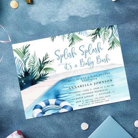 Invitation Baby shower de la piscine bleu C'est un garçon