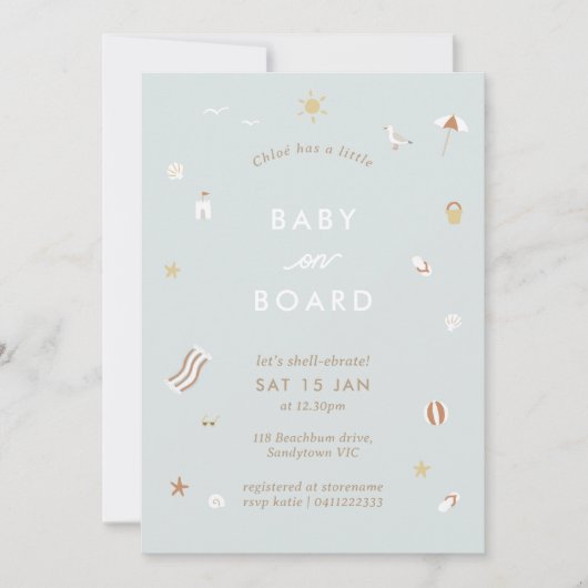 Invitation baby shower de la piscine En vichy plage (Devant)