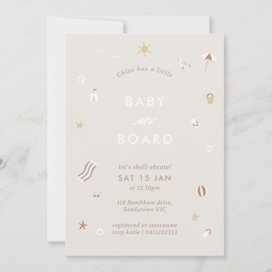 Invitation baby shower de la piscine En vichy plage (Devant)