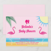 Invitation Baby shower de la plage tropicale rose (Devant / Derrière)