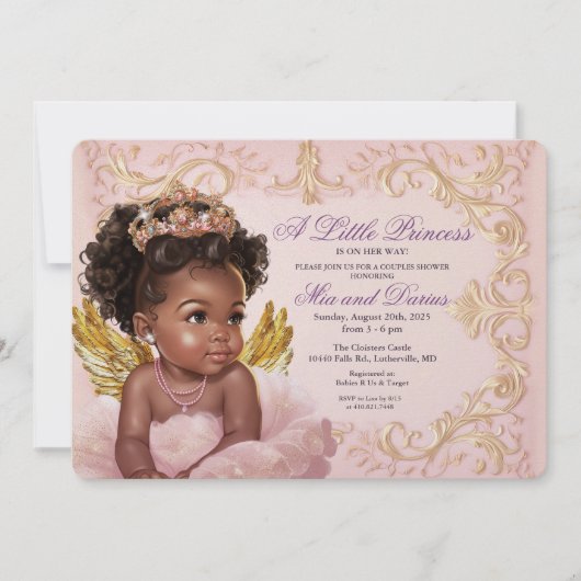 Invitation Baby shower de la princesse africaine a (Devant)