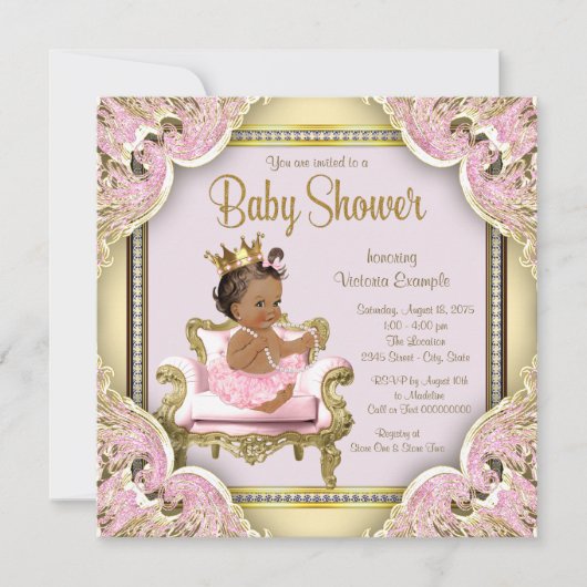 Invitation Baby shower de la princesse africaine a (Devant)