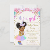 Invitation Baby shower de la princesse afro-américaine Unicor (Devant)
