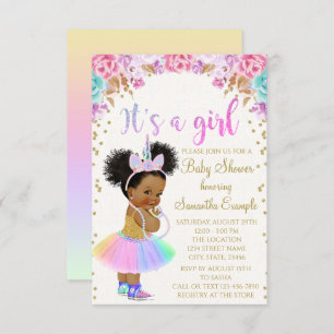 Invitation Baby shower de la princesse afro-américaine Unicor