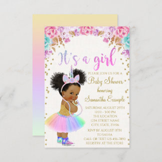 Invitation Baby shower de la princesse afro-américaine Unicor