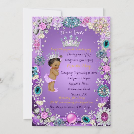 Invitation Baby shower de la princesse américaine (Devant)