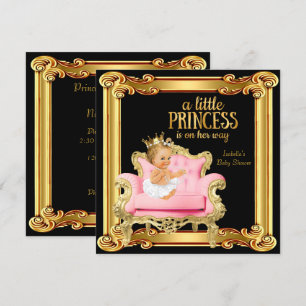 Invitation Baby Shower de la Princesse Blonde Chaise Noir Ros