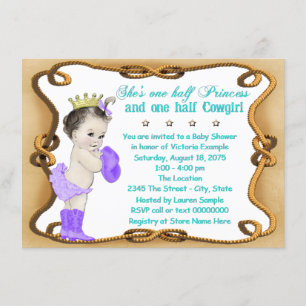 Invitation Baby shower de la princesse Cowgirl Turquoise et v