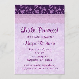 Invitation Baby shower de la princesse de la Couronne violett