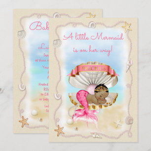 Invitation Baby shower de la princesse d'ethnie Mermaid Clam 