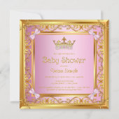 Invitation Baby shower de la princesse d'or rose (Dos)