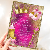 Invitation Baby shower de la princesse d'or rose