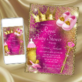 Invitation Baby shower de la princesse d'or rose