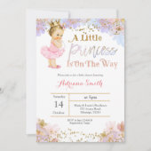 Invitation Baby shower de la princesse d'or rose (Devant)