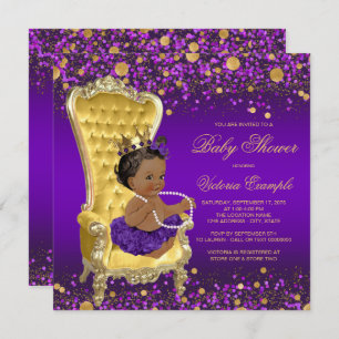 Invitation Baby shower de la Princesse Ethnic Gold Chair