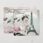 Invitation Baby Shower de la Princesse Paris (Devant / Derrière)