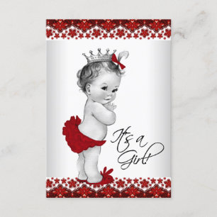 Invitation Baby shower de la princesse Vintage rouge