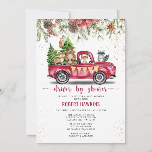 Invitation Baby shower de la promenade des animaux de Noël Tr (Devant)