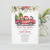 Invitation Baby shower de la promenade des animaux de Noël Tr (Debout devant)