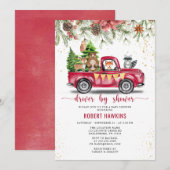 Invitation Baby shower de la promenade des animaux de Noël Tr (Devant / Derrière)