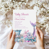 Invitation Baby shower de la queue de sirène de fleurs