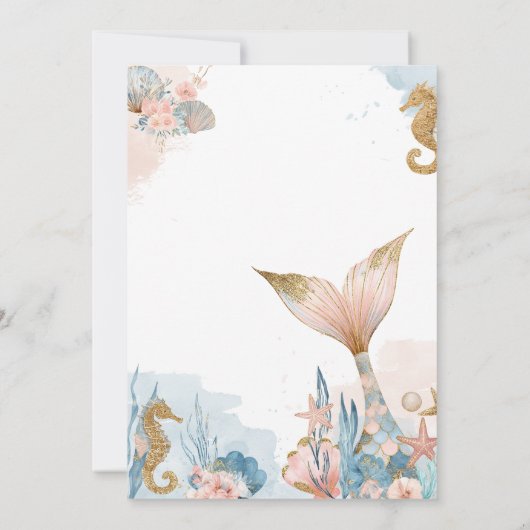 Invitation Baby shower de la queue de sirène rose (Dos)