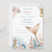 Invitation Baby shower de la queue de sirène rose (Devant)