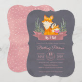 Invitation Baby shower de la Renard de Bois Rose (Devant / Derrière)