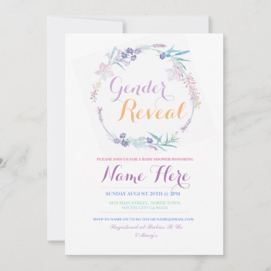 Invitation Baby shower de la révélation de genre Rose Floral  (Devant)