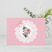 Invitation Baby shower de la Rose Pois rose (Debout devant)