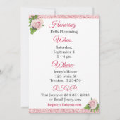 Invitation Baby shower de la Rose Pois rose (Dos)