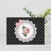 Invitation Baby shower de la Rose Pois rose (Debout devant)