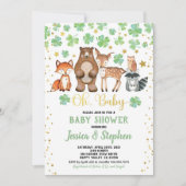 Invitation Baby shower de la Saint Patrick Animaux Shamrocks (Devant)
