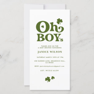 Invitation Baby shower de la Saint Patrick de Oh B