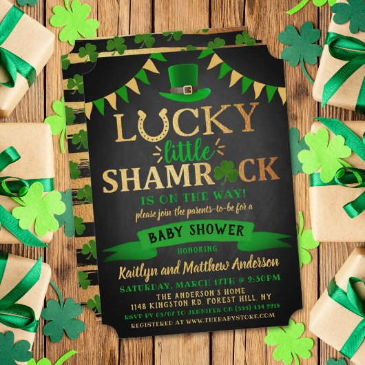 Invitation Baby shower de la Saint-Patrick du Petit Shamrock