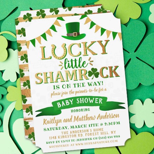 Invitation Baby shower de la Saint-Patrick du Petit Shamrock