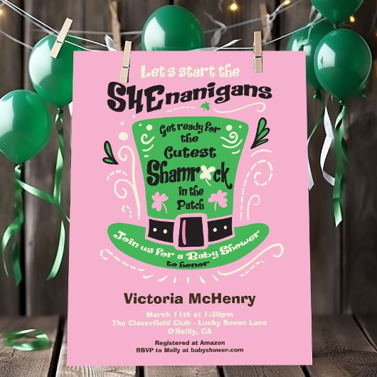 Invitation Baby shower de la Saint Patrick Shenanigans