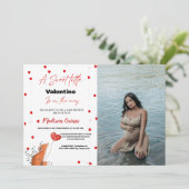 Invitation Baby shower de la Saint Valentin au coeur rose rou (Debout devant)