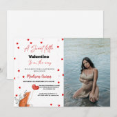 Invitation Baby shower de la Saint Valentin au coeur rose rou (Devant / Derrière)