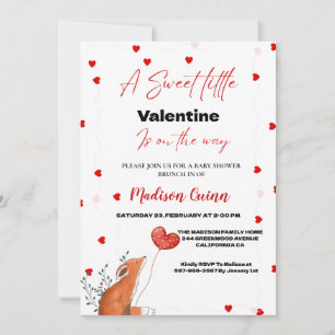 Invitation Baby shower de la Saint Valentin au coeur rose rou