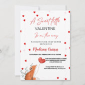 Invitation Baby shower de la Saint Valentin au coeur rouge et (Devant)