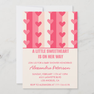 Invitation Baby shower de la Saint-Valentin moderne coeurs ro