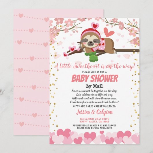 Invitation Baby shower de la Saint Valentin par Mail Pink (Devant / Derrière)