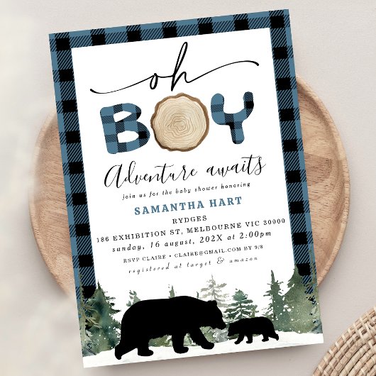 Invitation Baby shower de la sériole de bison bleu