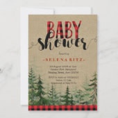Invitation Baby shower de la sériole de bois de bois de plaid (Devant)