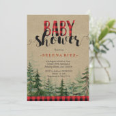 Invitation Baby shower de la sériole de bois de bois de plaid (Debout devant)