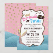 Invitation Baby shower de la sirène ou du pirate moderne des  (Devant / Derrière)