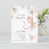 Invitation Baby shower de la souris à aquarelle simple (Debout devant)