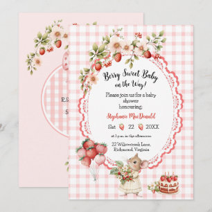 Invitation Baby shower de la souris fraise